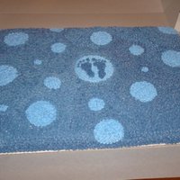Blue Bubble Sheet Cake Half sheet cake w/star piping for baby shower.