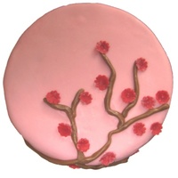 Cherry Blossom Passover Cake This was a Chocolate Chocolate Chip Cake with ganache and covered in my experimental kosher for Passover MMF. I only had red, yellow, green...