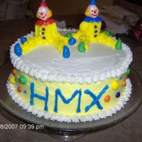 Clown Cake This was my second cake decorated with buttercream. DH took it to work (hence the HMX). It was carrot cake with cream cheese frosting with...