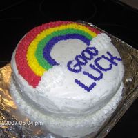 First Cake With Frosting! My first decorated cake with frosting from a class.