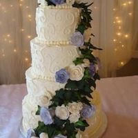 Rose And Ivy Wedding Cake Made this cake for my cousins wedding. 12, 10, 8 and 6" rounds, each a different flavor. buttercream frosting (very not used to doing...