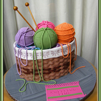 Janet's Yarn Basket For a friend of mine who is a master of knitting. It is a yellow cake with mocha filling. Yarn balls are made of a trail-mix bar as a core...