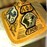 Alpha Phi Alpha Fraternity Pyramid Cake Done for a fraternity celebration, It's stacked sheet cakes carved and decorated with FBCT.