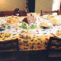 Country Cottage Again, poor quality photo taken several years ago. Had age of child as a number on the cottage door. House was yellow cake and roof was...