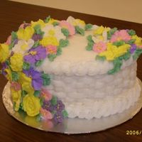 Final Cake-Course 2 Here's my final cake I made for course 2. First time doing the basket weave. Had a lot of fun. Thanks for looking.