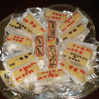 Playing Cards White choc brownies with white choc ganache and tinted choc for decoratons...