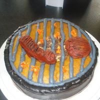 Grill BBQ grill with Oh Henry pieces as the coal...