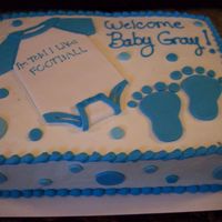 Onesie Cake Chocolate Cherry Chip Cake with Cherry filling, iced in buttercream with fondant accents/decorations, first time doing this, thanks to all...