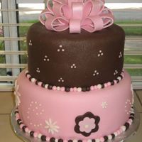 Pink And Brown Wedding Shower Fondant covered with fondant bow