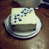 Blue Flower Cake! This cake was for my mothers work! Butter cream frosting with gum paste flowers!