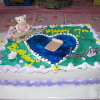 Hello Kitty The Hello Kitty ,Couch ,pool float , Name ,and Butterflies are made with Gumpaste and fondant. The Pool is piping gel tinted blue..