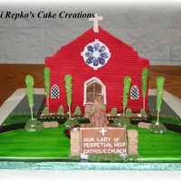 Church Cake I did this cake for our church's 70th Anniversary. Everything is edible except the statue of Mary.