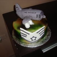 Airforce i hate this one well just the airplane (its rkt by the way) , chocolate cake with cookes and creme filling airbrushed camoflauge