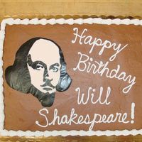 Shakespeare's Birthday Cake This is a 1/2 sheet cake that I made for a local college. They were having Shakespeare festival and needed something original for his &quot...