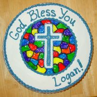 Logan's First Communion Cake I LOVE this cake! It's for a First Communion, but could easily be used for a Baptism or Confirmation. The stained glass is made from...