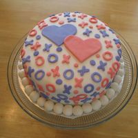 Hugs & Kisses Snickerdoodle cake with BC, Covered in MMF with MMF Accents