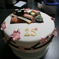 Sushi Anyone? I love how this cake and especially the 'wooden' board turned out! One of my favorites!