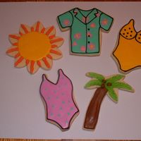 Summer/luau Cookies Cookies for 2 parties -- one was a luau theme and the other was unspecified, so I did summer. Sugar cookies w/royal.