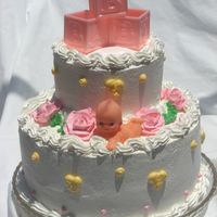 First Baby Shower, First Two Tier, And First Whipped Topping Cake Yes, all my firsts. Will not use whip topping in summer in Florida again--would not smooth! BIG THANKS TO tdbear1978 for letting me use her...