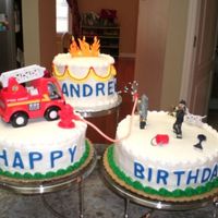 Firefighter Birthday Cake This was derived from the WIlton cake named Three Alarm Celebration. I do not have the skill to make my own firemen at the moment, so I...