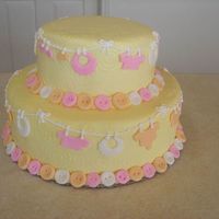 Baby Shower Cake Babushower cake for our cousin and his wife babyshower. White cake with orange buttercream covered with yellow tinted buttercream and...