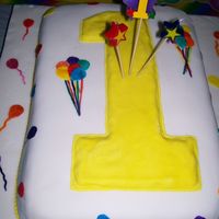 Number 1 This was my daughter's birthday cake. I did a balloon theme for her birthday. it It's covered in fondant and the balloons on the...