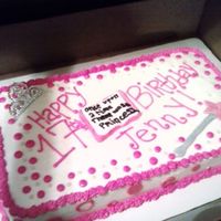 Princess Cake 12X8 sheet cake with bc icing. wand and story book are out of fondant. there are also edible pearls on it and a tiara too!