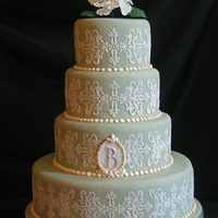 Sage Green Wedding Cake With Sugar Gardenia 