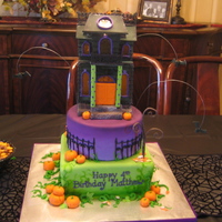 Haunted House -4Th Birthday This was a fun Halloween birthday cake for a 4-year old who loves haunted houses. There are flicker lights in both stories of the house....