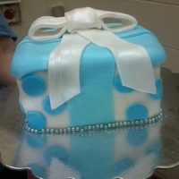 Gift Box Cake it was my first time trying to do a box. it came out a little crooked lol