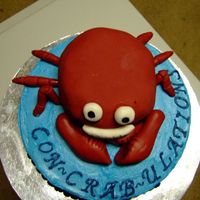 Con * Crab * Ulations A cake for my boss who got promoted. He loves crabs! Crab is a single layer 6" round carved.