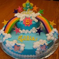 Care Bears Cake Super easy and the little girls just squealed with delight when she saw it... SUCCESS! Rainbow and stars made out of fondant, the rest is...