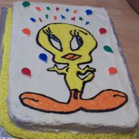 Tweety For My Daughters Birthday A white cake with buttercream icing, it always seems like those cakes that you don't anticipate taking much time, give you the most...