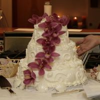 Seashell Wedding Cake My first wedding cake!!! 3 tiered white with fresh strawberries, White Chocolate Seashells, with fresh orchids.