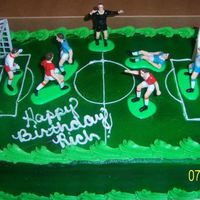 Soccer buttercream frosted, air brushed, and the wilton soccer player kit
