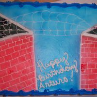 Spiderman pasrty pride frosted, airbrushed, buttercream webs,