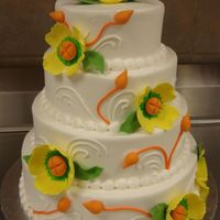 Vibrant Spring a cake dummy made for display at work...buttercream with fondant accents. based on a cakegirls creation!