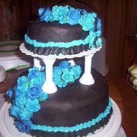 Wanted Something Diff. black fondant with blue fondant roses
