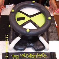 Ben 10 Birthday All fondant details. Covered a foam ring for the outside of the top. Like usual the black fondant is a mess to work with.