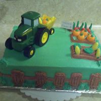 Garden And Tractor Cake For 88Th Birthday buttercream with fondant pumpkins and veggies