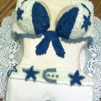 Dallas Cowboy Cheerleader Cake buttercream cake done for a cowboys fan