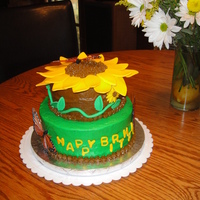 Sunflowers With Butterflies italian cream cake with italian cream buttercream and fondant accents