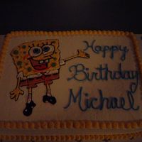 Spongebob Birthday Cake spongebob half sheet b/c icing yellow cake