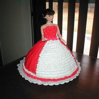 Ou My DIL Brooke made her first doll cake today. Isn't she pretty? A real Southern Belle.