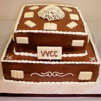 Pastor Appreciation Choc BC with molded choc Bibles, "Thank Yous", cage on top and pops with the church init on it, other pops on other 3 sides had 3...