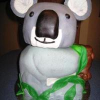Koala Cake Here is my attempt to a Koala Cake. Chocolate Fudge cake, covered in MMF.