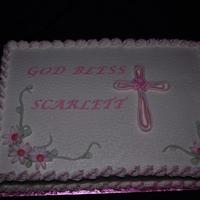 Baby Girl Baptism 1/4 sheet cake, iced in buttercream with fondant accents