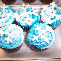 Snowflake Cupcakes I wanted to make a pillow like effect with blue and white icing. I then sprinkled the cupcakes with glitter and placed a RI snowflake on...