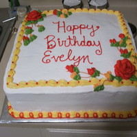 Birthday Cake 12x12 double layer , WASC cake with BC icing. This was a simple cake really.