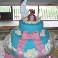 Teddy Bear Baby Shower Cake These are both chocolate with Satin Ice fondant (10 inch and 6 inch). The bear was done with aine2's bear hugs tutorial, that's...